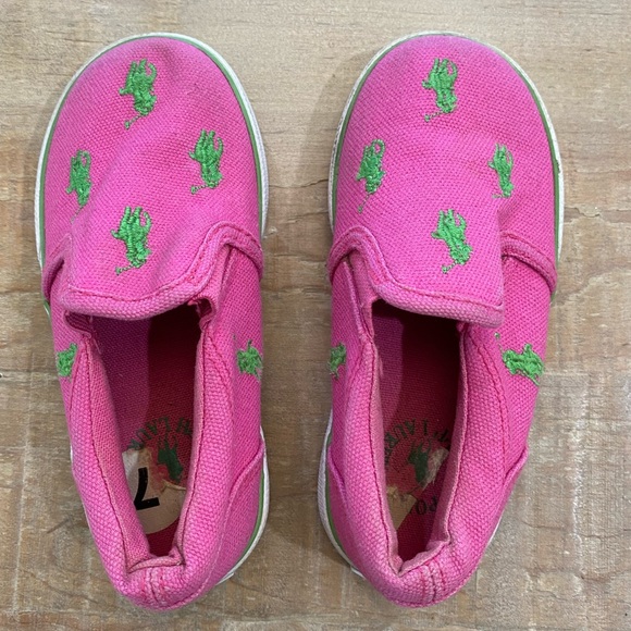 Baby girls Polo Ralph Lauren pony logo girls pink sneakers canvas shoe - Picture 2 of 14
